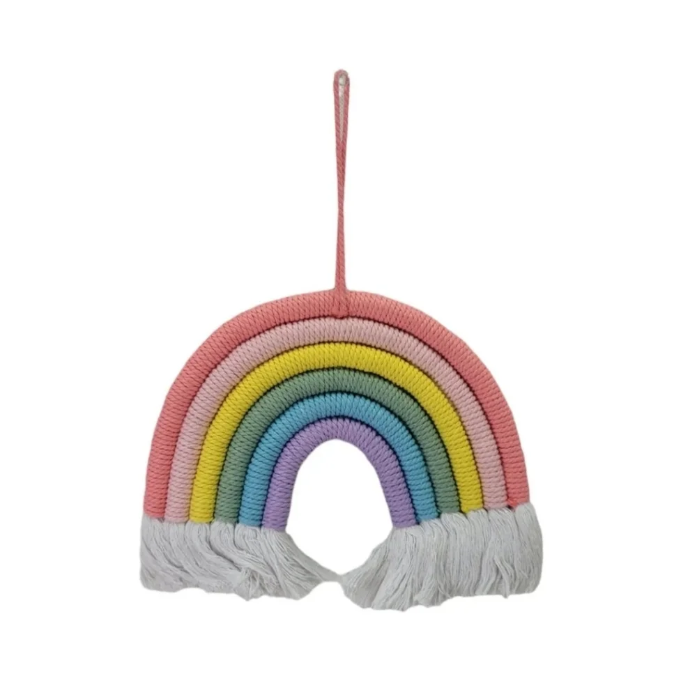 Rainbows Wall Hanging Macrame Woven Tapestry Boho 2 pc Nursery Home Decor New